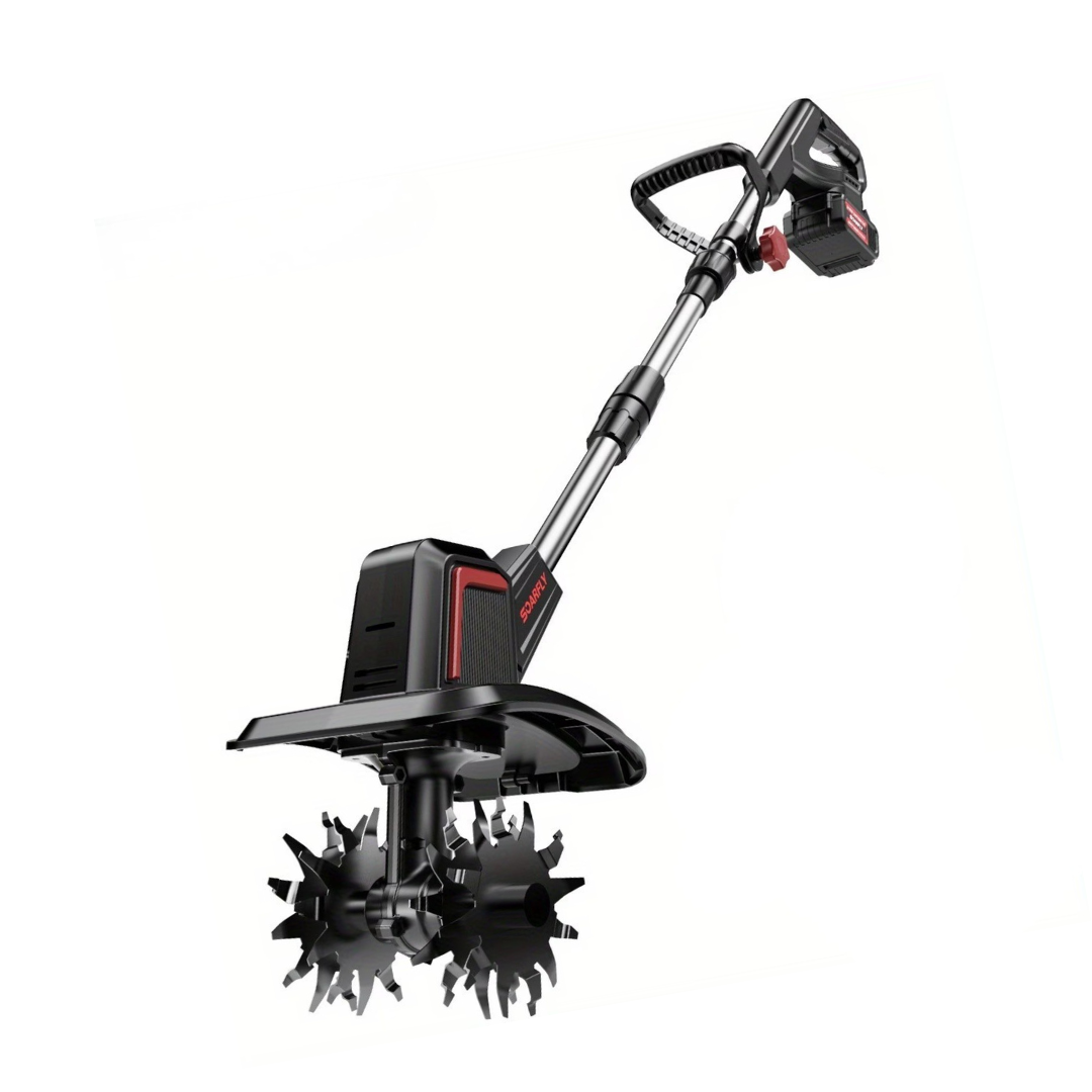 Cultivador Elétrico Terrox Sem Fio Com Lâminas de Aço Inoxidável e Bateria Dupla + BRINDE: Kit 10 Ferramentas